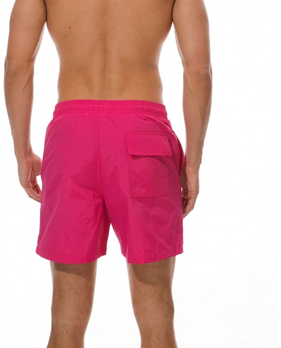 SLYRAIME Mens Solid Color Quick Dry Swim Trunks Swimsuit Shorts Elastic Waist with Mesh Lining |