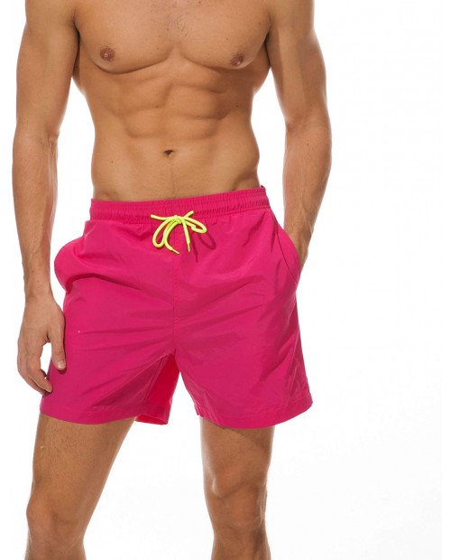 SLYRAIME Mens Solid Color Quick Dry Swim Trunks Swimsuit Shorts Elastic Waist with Mesh Lining |