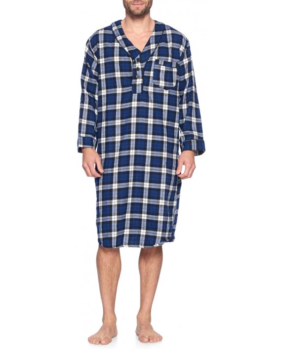 Ashford & Brooks Mens Flannel Plaid Long Sleep Shirt Henley Nightshirt at Men’s Clothing store