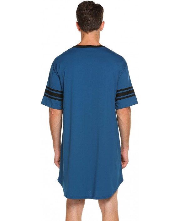 Ekouaer Men's Nightshirt Cotton Nightwear Comfy Big&Tall V Neck Short Sleeve Soft Loose Pajama Sleep Shirt at Men’s Clothing store