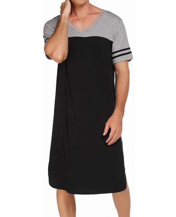 Ekouaer Nightgowns Mens V Neck Long Sleeve Sleepwear Big&Tall Pajama Sleeping Wear Loungewear Nightshirts M-XXXL at Men’s Clothing store