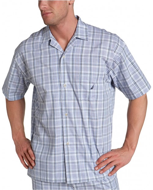 Nautica Men's Comfort Woven Racing Plaid Short Sleeve Camp Shirt at  Men’s Clothing store Pajama Tops