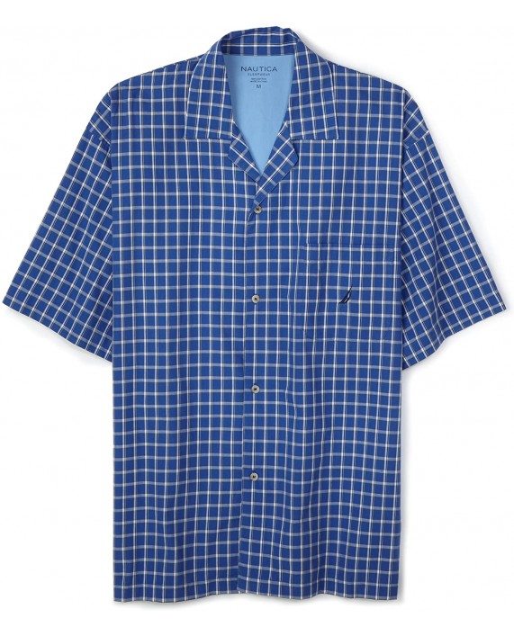 Nautica Men's Tiller Plaid Woven Campshirt at Men’s Clothing store Pajama Tops