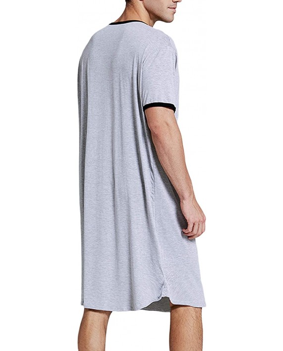 REDWOON Men's Nightwear Comfy Nightshirt Big&Tall V Neck Short Sleeve Soft Loose Pajama Sleep Shirt at Men’s Clothing store