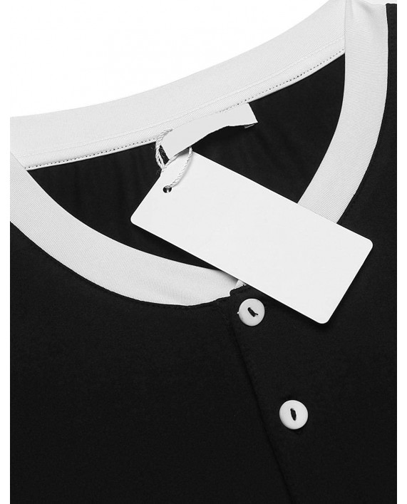 Skylin Cotton Sleep Shirt for Men O-Neck Nightshirts Short Sleeve Button Henley Shirt Sleepwear M-XXXL at Men’s Clothing store