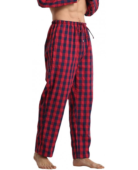 2 Pack Mens Plaid Pajama Pants Lounge Pants with Pockets Sleep Pants with Drawstring Cotton Sleepwear Soft Pj Bottoms