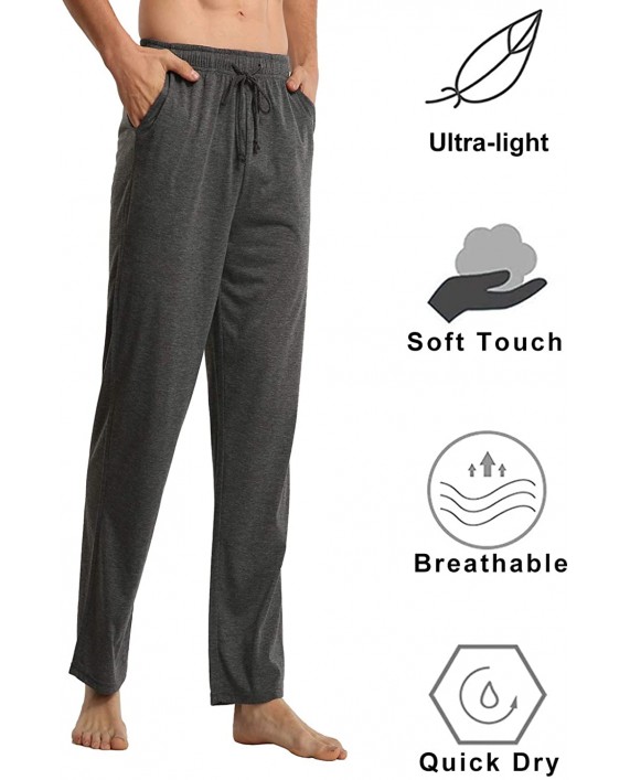 2 Pack Mens Sleep Pants with Pockets Soft Pajama Bottoms Modal Comfy Lounge Pants Lightweight Stretch Jogger Pants