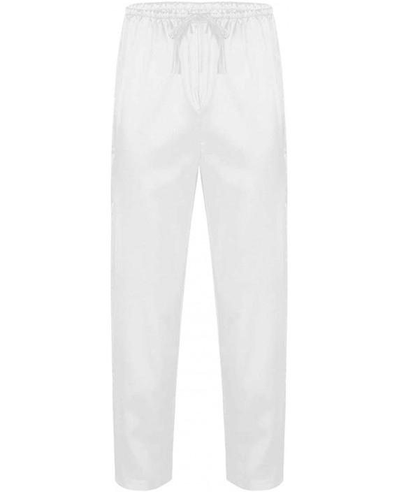 ACSUSS Mens Silky Satin Long Pajama Sleep Lounge Pants Bottoms with Drawstring White X-Large at Men’s Clothing store