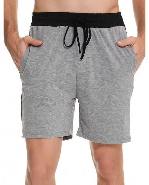Akalnny Mens Soft Cotton Pajama Shorts Striped Lounge PJ Bottoms Casual Beach Shorts with Drawstring Pockets at Men’s Clothing store