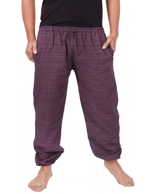 Banjamath Mens Elastic Waist Harem Joggers Lounge Yoga Pajama Beach Summer Casual Pants S Purple at Men’s Clothing store