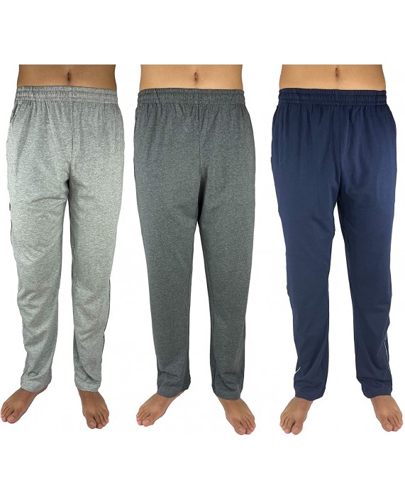 GIVEITPRO-3 Saver Pack-100% Cotton Jersey Knit Men's Pocketed Open-Bottom Sweatpants Loungewear Small Combo A Light Grey Dark Grey Navy at Men’s Clothing store