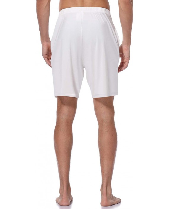 HISKYWIN Mens 7 Inch Modal Supreme Soft Knit Casual Shorts with Pocket Elastic Waist Loungewear Relaxed Sleep Lounge Shorts F606-white-XXXL at Men’s Clothing store
