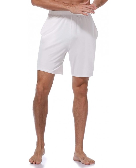 HISKYWIN Mens 7 Inch Modal Supreme Soft Knit Casual Shorts with Pocket Elastic Waist Loungewear Relaxed Sleep Lounge Shorts F606-white-XXXL at Men’s Clothing store