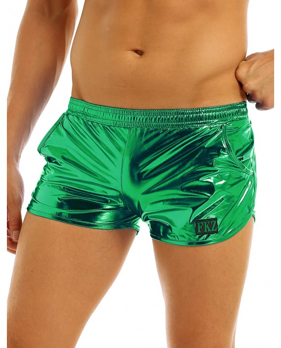 zdhoor Men's Metallic Holographic Sports Athletic Boxer Shorts Underwear Swim Trunks Short Pants Swimsuit at Men’s Clothing store