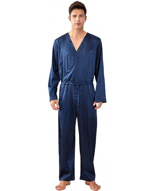 7 VEILS Men's One-Piece Pajamas Silky Jacquard Union Suit Onesie Jumpsuit Pantsuit Romper at  Men’s Clothing store