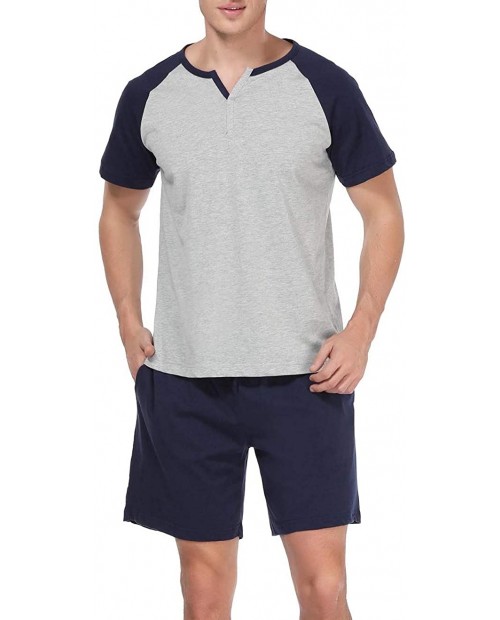 Abollria Men's Summer Sleepwear Comfy Top with Pajama Bottom Short Sleeve Top Shorts Pjs Lounge Men Pajama Set at  Men’s Clothing store