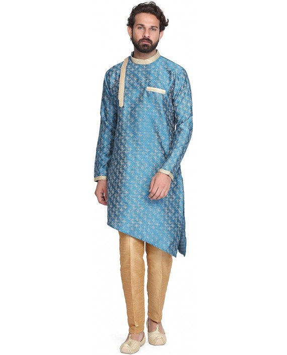 Ahhaaaa Mens Indian Ethnic Wear Silk Kurta Pajama Set at Men’s Clothing store