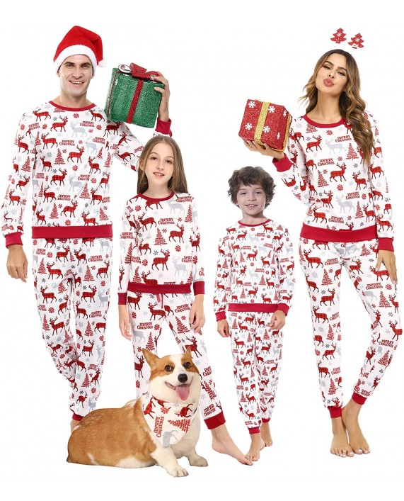 Aibrou Christmas Family Pajamas Matching Sets Long Sleeve Top and Pants Pjs Sleepwear at Women’s Clothing store
