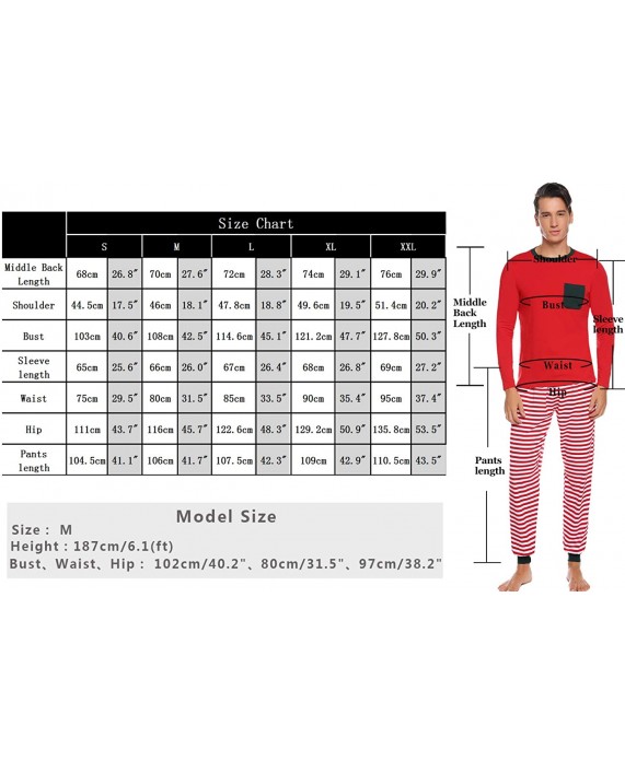 Aibrou Christmas Mens Matching Stripe Pajamas Set Long Sleeve Striped Sleepwear Pjs Sets at Men’s Clothing store