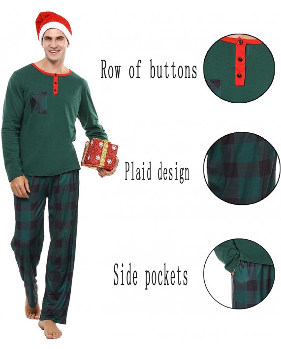 Akalnny Christmas Pajamas for Family Stes Plaid Striped Matching Holiday Pajamas Elk for Kids and Adults