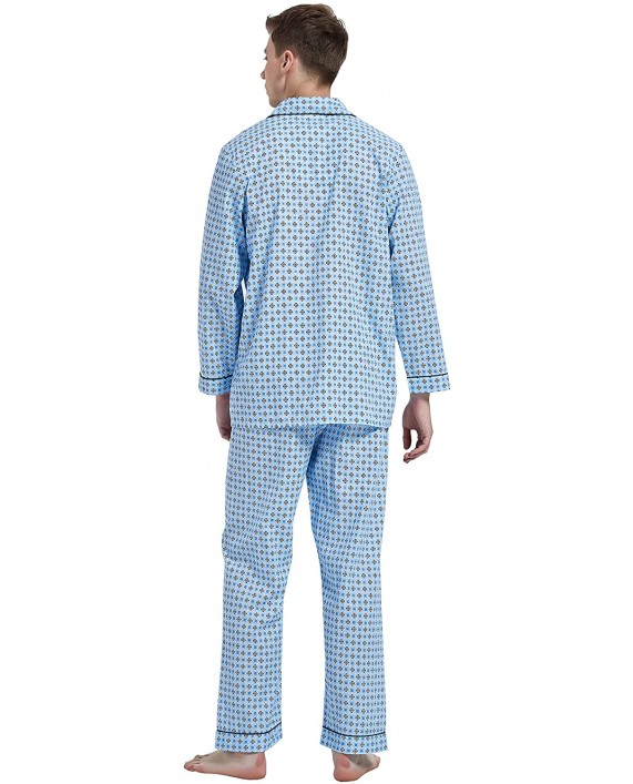 Amaxer Mens 100% Cotton Pajamas Set Long Sleeve Pjs Button Fly Pants Soft Elastic Drawstring Waistband Bottoms at Men’s Clothing store