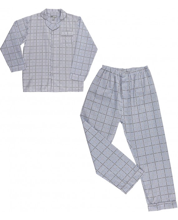 Apparel Closeout Mens Cotton Stripped and Plaid Pajamas Long Sleeve Long Leg Woven Pj Set