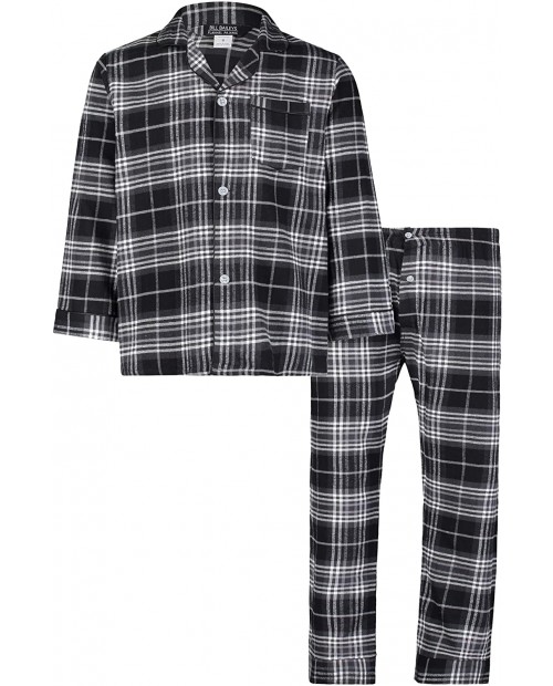Baileys Men's Pajamas Set Long Sleeve Button Down Pajama Plaid flannel Pajama at Men’s Clothing store