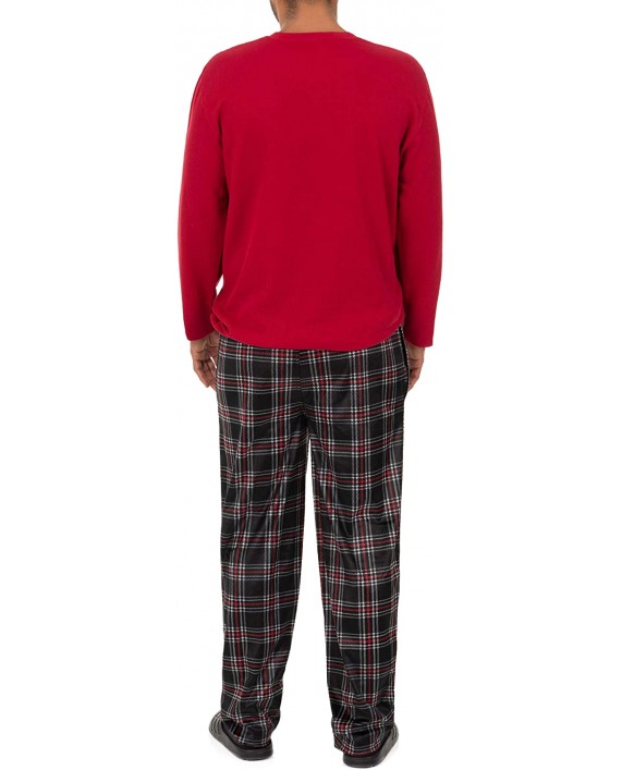 Chaps Men's Waffle Crew Top with Lite Touch Fleece Pant Set at Men’s Clothing store