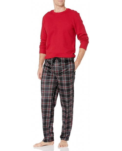 Chaps Men's Waffle Crew Top with Lite Touch Fleece Pant Set at  Men’s Clothing store