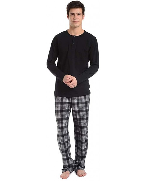 Cherokee Men's 2-Piece Henley Longsleeve Top and Pajama Set Multicolor at Men’s Clothing store