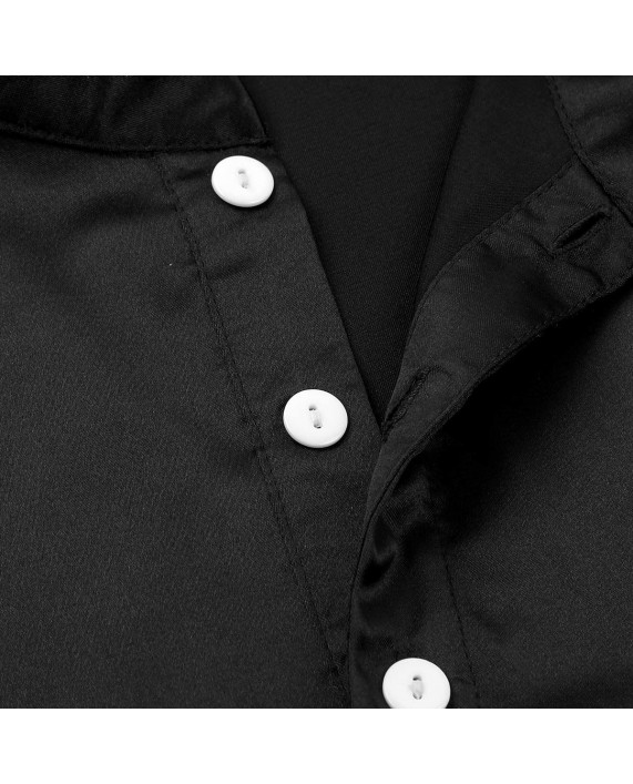 CHICTRY Men's Satin Smooth Long Night Shirts Stand Collar Lounge Pajamas Sleepwear at Men’s Clothing store