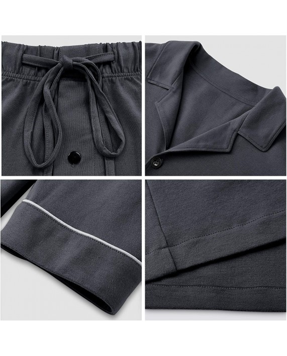 COLORFULLEAF Men's 100% Cotton Pajamas Set Short Sleeve Button Down Pj Shorts Sets Sleepwear