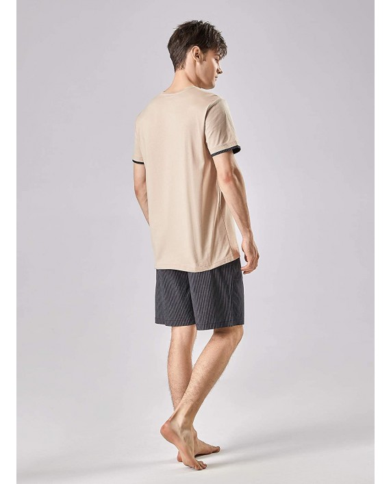 DAVID ARCHY Men's Soft Cotton Sleepwear Short-Sleeve Pajama Set Loungewear at Men’s Clothing store