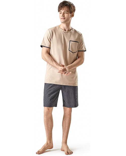 DAVID ARCHY Men's Soft Cotton Sleepwear Short-Sleeve Pajama Set Loungewear at  Men’s Clothing store