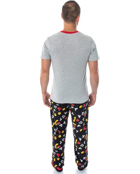 Disney Mickey Mouse Men's 3 Piece Pajama Set - Fleece Pajama Pants Shirt and Cozy Socks at Men’s Clothing store