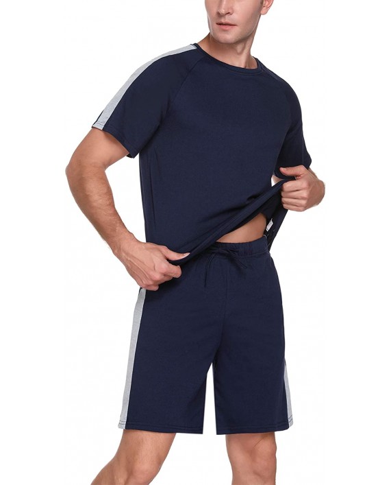Doaraha Men's Pajama Set Summer Short Sleeves and Shorts Nightwear Classic Sleepwear Lounge Set with Pockets S-XXL at Men’s Clothing store