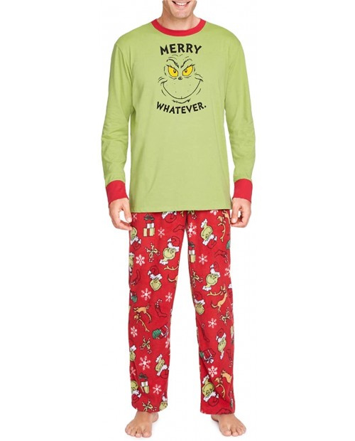 Dr. Seuss The Grinch Merry Whatever Men's Super Soft Pajamas PJ Set at  Men’s Clothing store