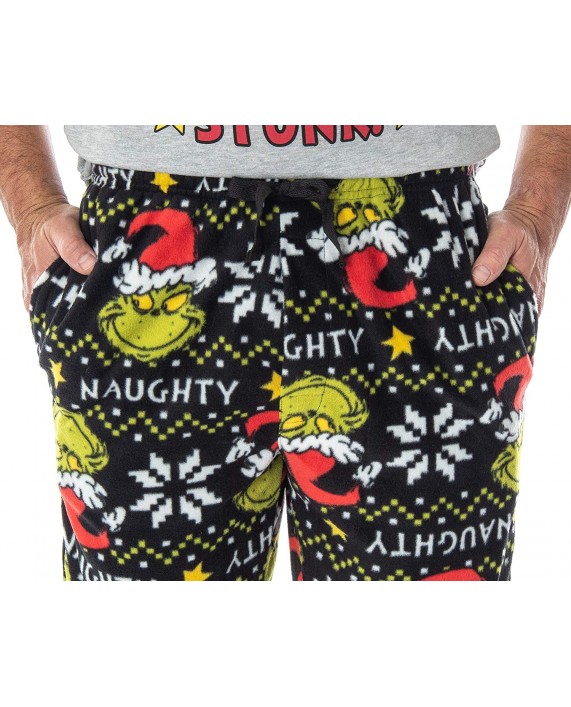 Dr. Seuss The Grinch Stink Stank Stunk! 3 Piece Gift Pajama Set - Fleece Pajama Pants Shirt and Cozy Socks at Men’s Clothing store