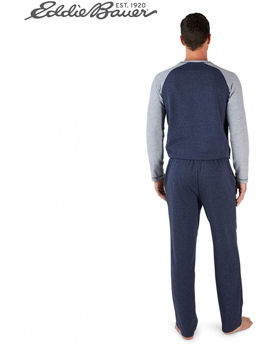 Eddie Bauer Men's Pajama Set Comfortable Raglan Shirt and Pants Sleepwear Set at Men’s Clothing store
