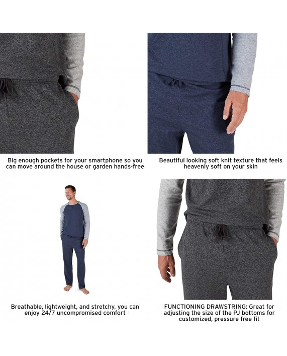 Eddie Bauer Men's Pajama Set Comfortable Raglan Shirt and Pants Sleepwear Set at Men’s Clothing store
