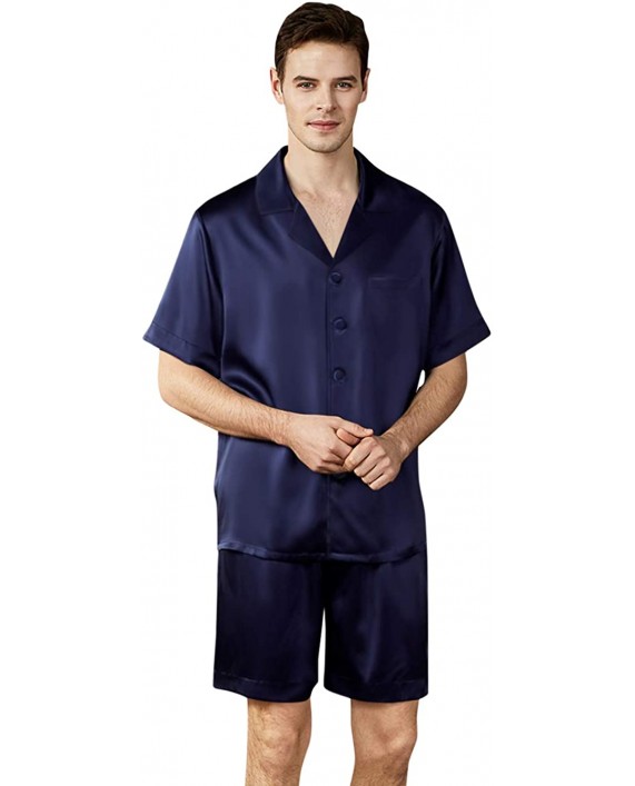 ElleSilk 100% Silk Pajama for Men Silk Shirts and Pants Set 22 Momme at Men’s Clothing store