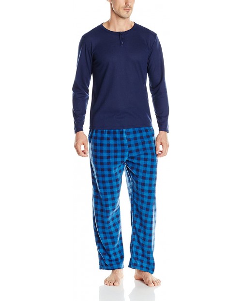 Essentials by Seven Apparel Men's Long-Sleeve Top and Fleece Bottom Pajama Set at  Men’s Clothing store