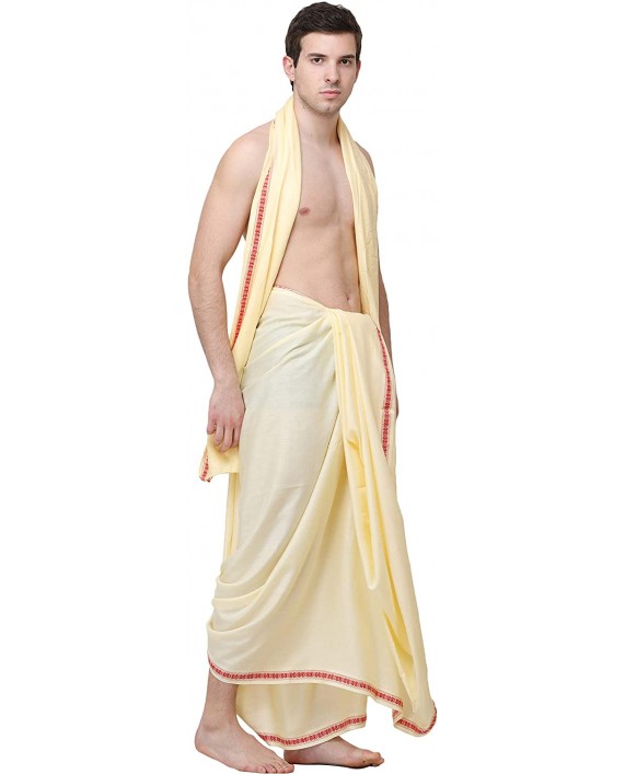 Exotic India Afterglow Dhoti and Angavastram Set from Kashi with WOV - Off-White at Men’s Clothing store