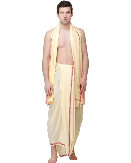 Exotic India Afterglow Dhoti and Angavastram Set from Kashi with WOV - Off-White at  Men’s Clothing store