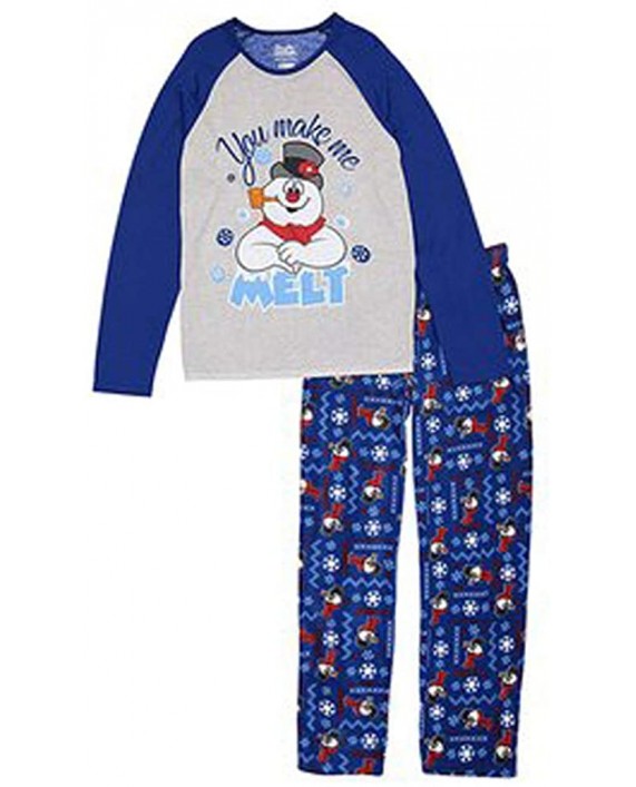 Frosty the Snowman Men's Adult Christmas Holiday Family Pajama Set Medium Frosty Blue at Men’s Clothing store