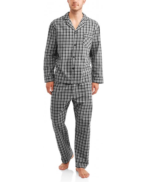 Hanes Men's Woven Plain-Weave Pajama Set Small Grey Black Plaid at  Men’s Clothing store