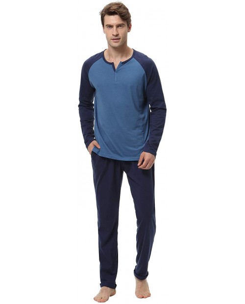 Hawiton Men's Pajama Pants Set Size XLarge Navy Blue at Men’s Clothing store