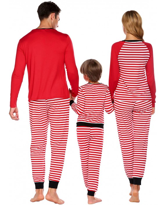 Hotouch Matching Family Pajamas Sets Women Men Christmas Pjs Striped Christmas Pajamas for Family Sleepwear Loungewear at Women’s Clothing store