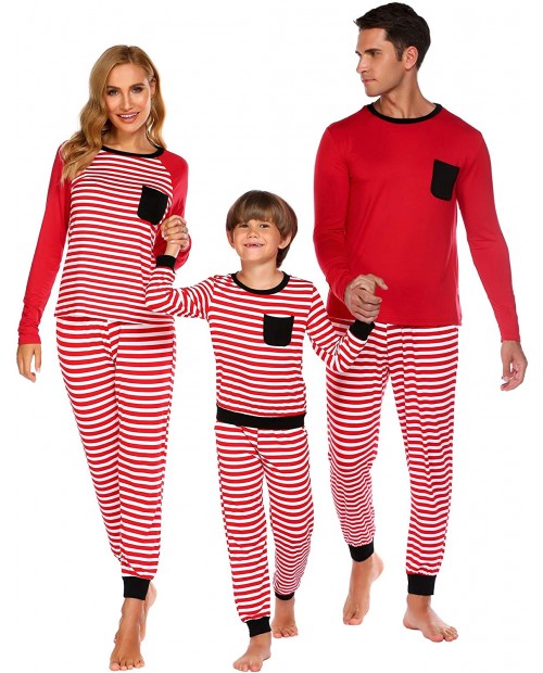 Hotouch Matching Family Pajamas Sets Women Men Christmas Pjs Striped Christmas Pajamas for Family Sleepwear Loungewear at  Women’s Clothing store