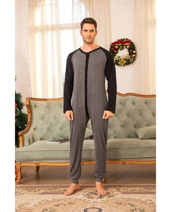 Hotouch Mens Onesie Pajamas Ultra Soft Thermal Union Suit One Piece Pajama with Butt Flap Sleepwear S-XXL at Men’s Clothing store